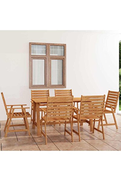 vidaxl Set mobilier de gradina, 7 piese, lemn masiv de acacia