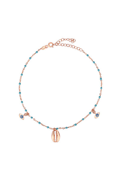 Emiliano Jewellery Taşsız Rose Altın Kaplama Turkuaz Mineli Bademli Göz Desen...