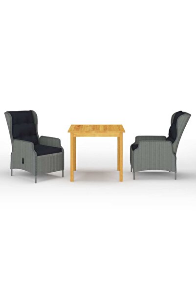 vidaxl Set mobilier pentru gradina, 3 piese, gri deschis