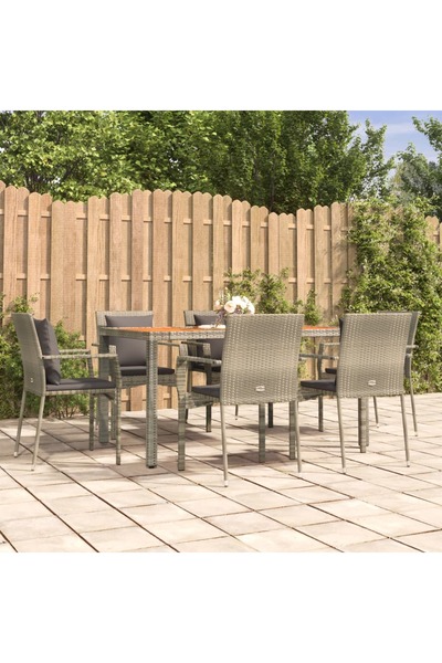 vidaxl Set mobilier de gradina cu perne, 7 piese, gri, poliratan