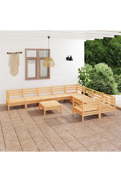 vidaxl Set mobilier de gradina, 10 piese, lemn masiv de pin