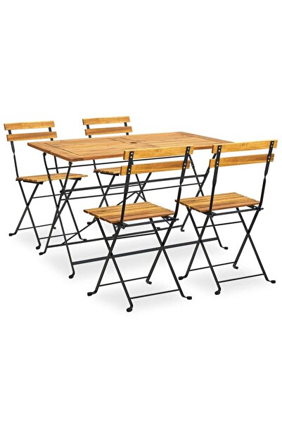 vidaxl Set mobilier de exterior pliabil, 5 piese, lemn masiv de acacia