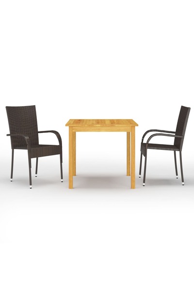 vidaxl Set mobilier de gradina, 3 piese, maro