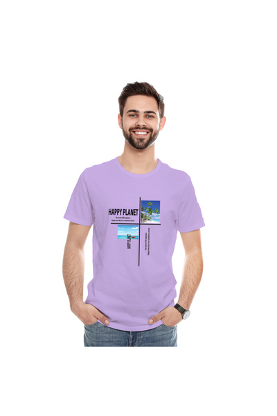 not Unisex Printed Design T-Shirt (Happy Planet)| For Couple | Round Neck Reg...