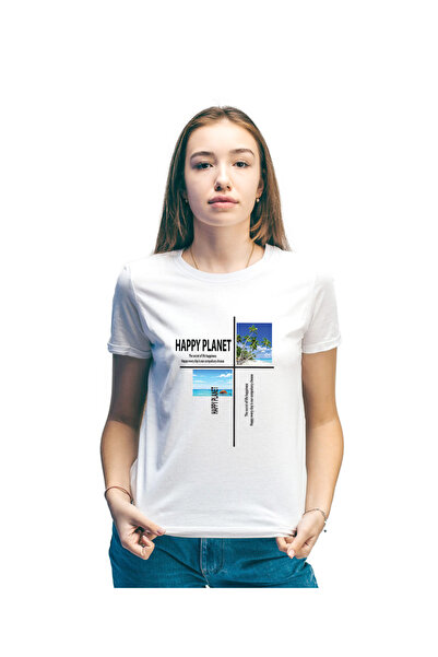 not Unisex Printed Design T-Shirt (Happy Planet)| For Couple | Round Neck Regular Fit T-shirt