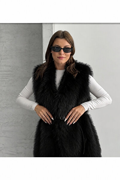 MADAME MELEK Women's Furry Belted Vest