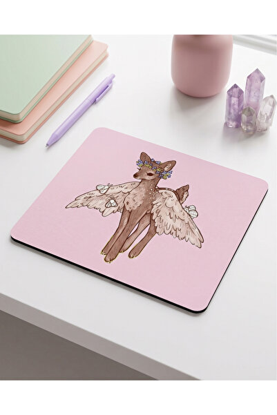 matizya Kanatlı Geyik Desenli Kare Mouse Pad Pembe Zeminli Fantasy Aesthetic ...