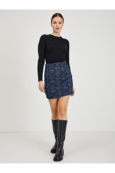 ORSAY Dark blue women's patterned mini skirt