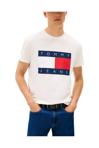 Tommy Hilfiger Ανδρικό T-shirt Εκρού Tommy Jeans DM0DM22645-YBH