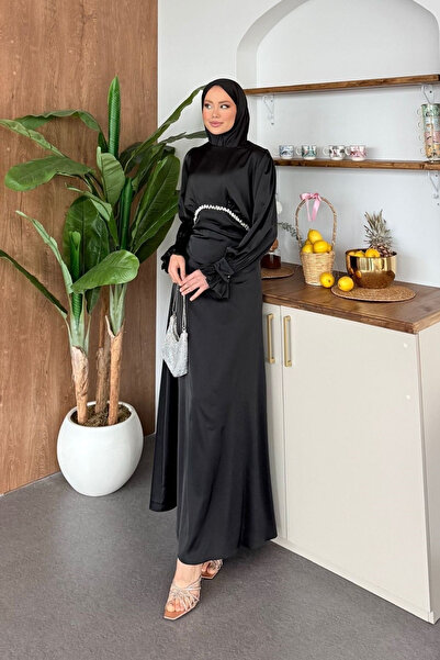 Abiye Diyarı Rochie de seară din satin, cu șnur la spate, stil Mademoiselle S...
