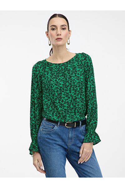 ORSAY Black and green women's floral blouse