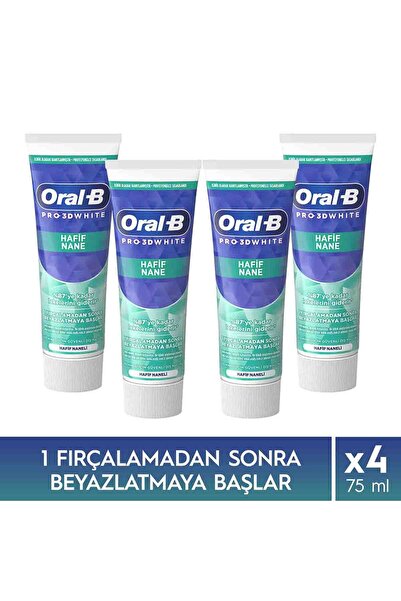 Oral-B Pro 3D White Hafif Nane Diş Macunu 75 ml x 4 Adet