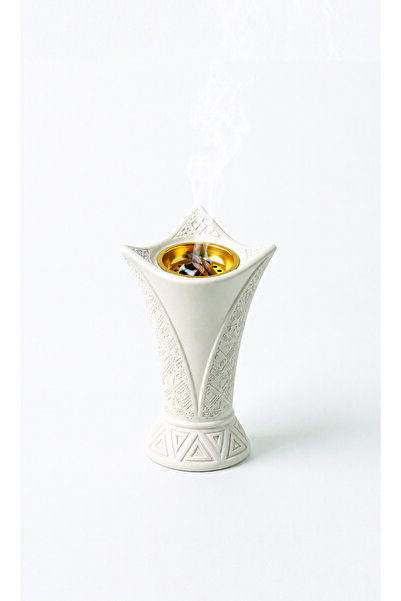 Ghaith Store Royal Lotus White Incense Burner Arabic Style Luxury Gold Bowl I...