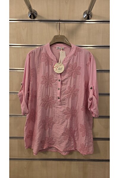 Park Moda Italian Shirt with Floral Embossing and Half Buttons