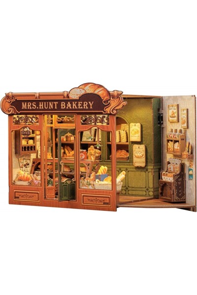 CUTEBEE Puzzle 3D, Căsuță miniaturală DIY, Brutăria Doamnei Hunt, Cutebee, 21...