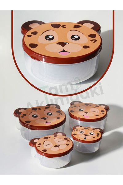 TAM AKLIMDAKİ Saklama Kabı Seti 4'lü - Hayvan Figürlü Set - BPA FREE - Zoo Set
