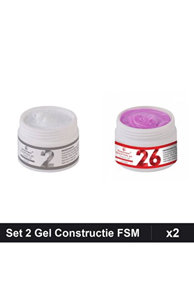 Makeup Set 2 Gel Constructie UV LED FSM 15g, Nuante 02 26, Builder Gel Unghii
