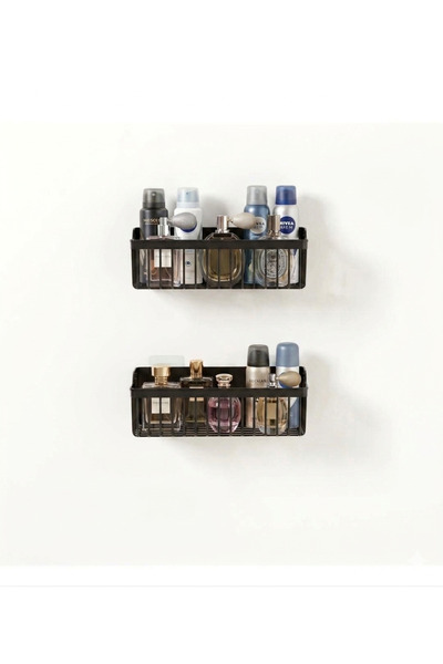 Bathroom Adhesive Wall Shelf, 2-Piece Wall Organizer, Cabinet Interior Organizer Plastic