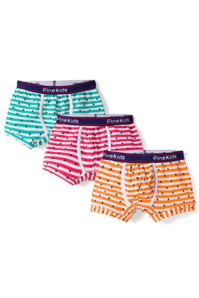 Pine kids Cotton Elastane Polka Dots Printed & Striped Trunks Pack Of 3 - ( C...