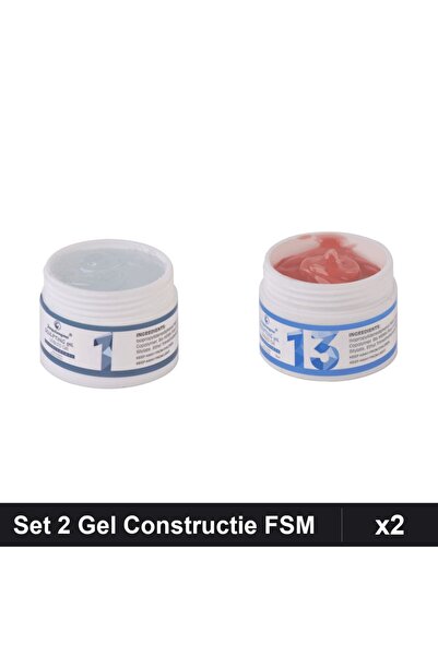 Makeup Set 2 Gel Constructie UV LED FSM 15g, Nuante 01 Transparent 13, Unghii