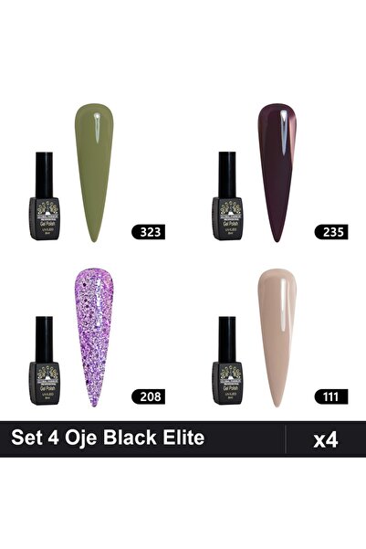Makeup Set 4 Oje Semipermanente Black Elite Global Fashion 8ml, Nuante Asorta...