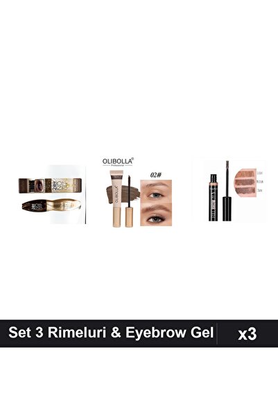Makeup Set 3 Rimeluri Baolishi Waterproof 24h, Rimel Sprancene Olibolla #02, ...