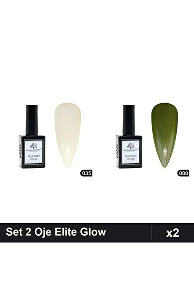 Makeup Set of 2 Global Fashion Elite Glow Semi-Permanent Nail Polish 15ml, Sh...