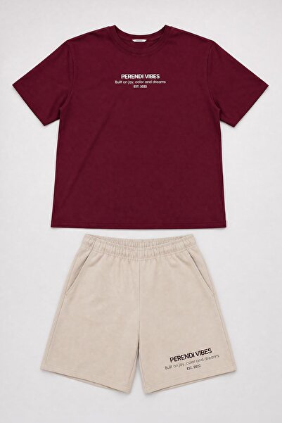 Perendi Boy's Vibes Printed Oversize Shorts Set