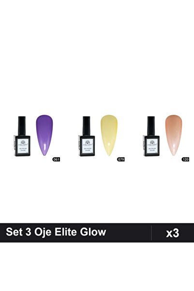 Makeup Set 3 Oje Semipermanente Global Fashion Elite Glow 15ml, Nuante 061 07...