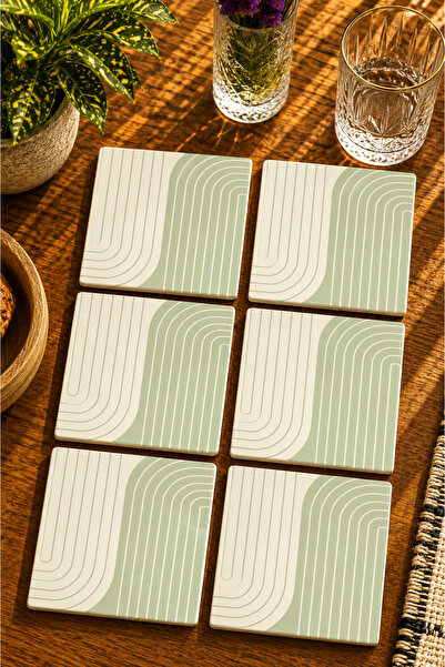 JHAAR Abstract - Bohemian - Geometric Themed Modern Set of 6 Coasters - Uv Pr...