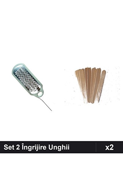 Makeup Set 2 Îngrijire Unghii: Răzătoare Calcaie Abrazivă + 10 Spătuși Lemn C...