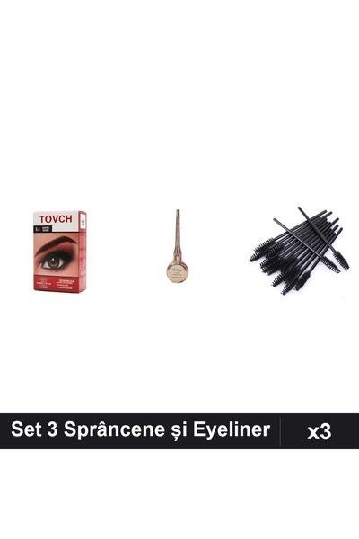 Makeup Set of 3 Eyebrow Dye Shade 5.4, Kiss Beauty Black Eyeliner, 10 Styling...