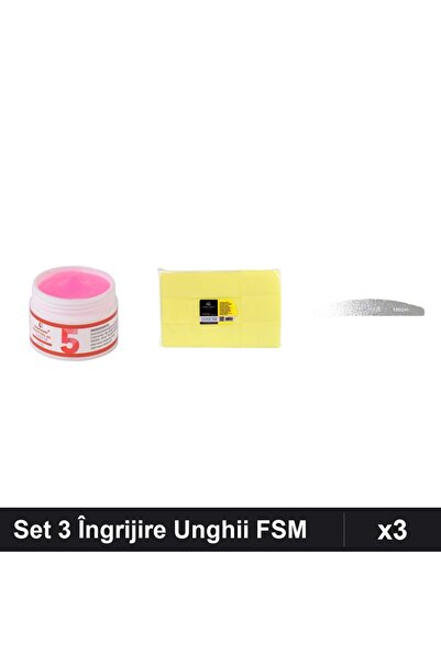 Makeup Set 3 Îngrijire Unghii FSM - Gel Constructor UV LED 15g, Șervețele 900...