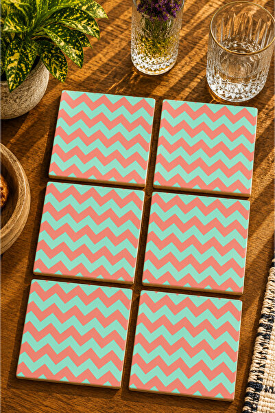 JHAAR Geometric Patterned Modern Set of 6 Coasters - Uv Printing Mdf - 10X10 cm