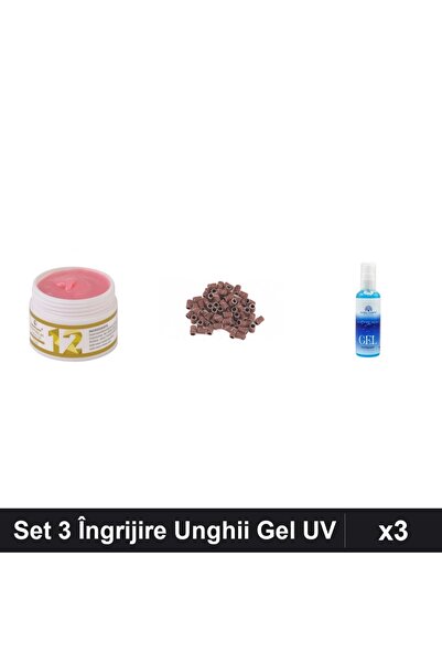 Makeup Set 3 Produse Îngrijire Unghii - Gel Constructie UV LED 15g, Rezerve S...