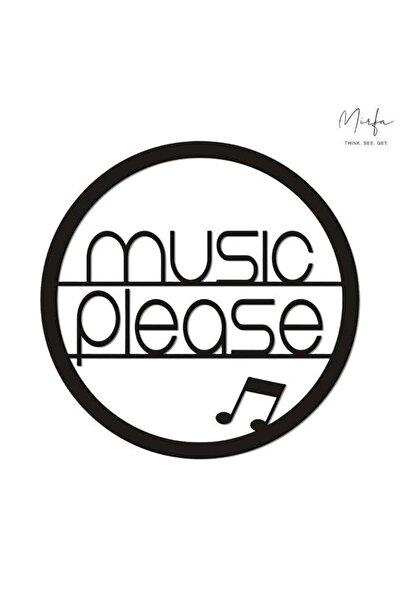Mirfa Wooden Wall Art With Self Adhesive Base - Black (Music Please)