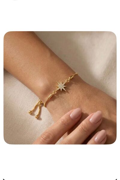 Mervişim Aksesuar Zircon Stone Star Detailed Bracelet