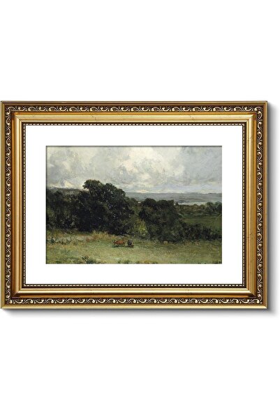 ALAYRA International Premium Pastures Landscape Retro Canvas Wall Art Gold Fr...
