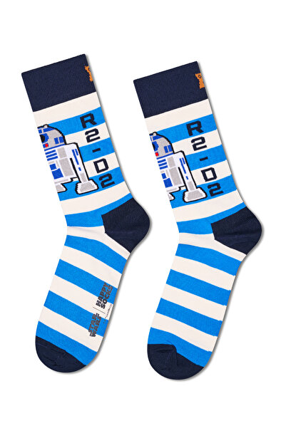 Derimod Happy Socks Мъжки сини памучни чорапи с десен Star Wars R2-D2 P005726