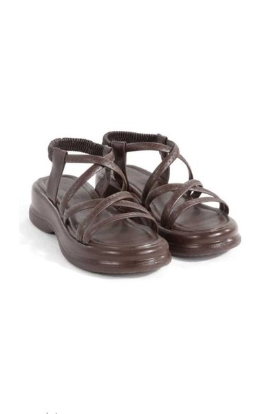 BuluşModa Rubber Detailed Wedge Heeled Sandals