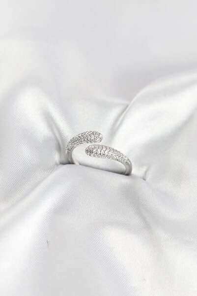 Clariss Silver Color Brass Ring with Zircon Stone