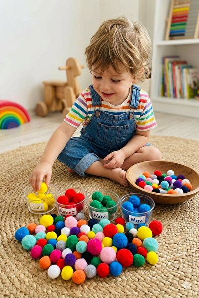 kaan oyuncak Colorful Mixed Soft Pompom Plush 2 Cm 100 Pieces