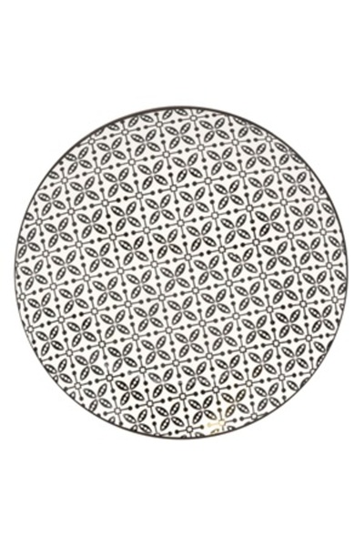 Zumzeria Beige Plate with Black Design made of Porcelain Ø26.5cm