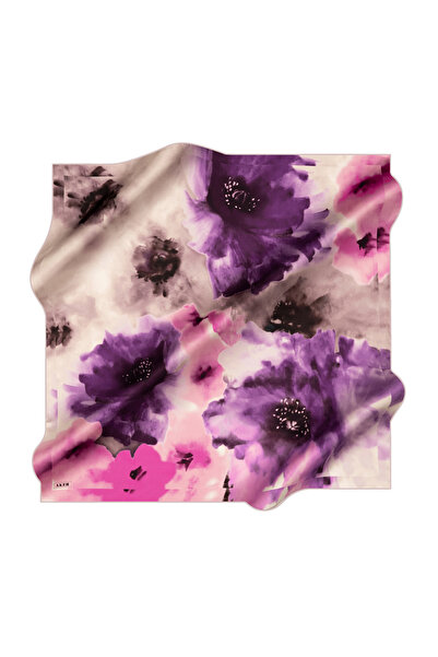 Aker Purple 90X90 Silk Cotton Scarf