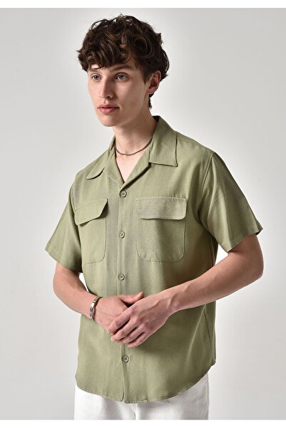 S13 Store Slim Fit Men's Short Sleeve Lapel Collar Linen Shirt