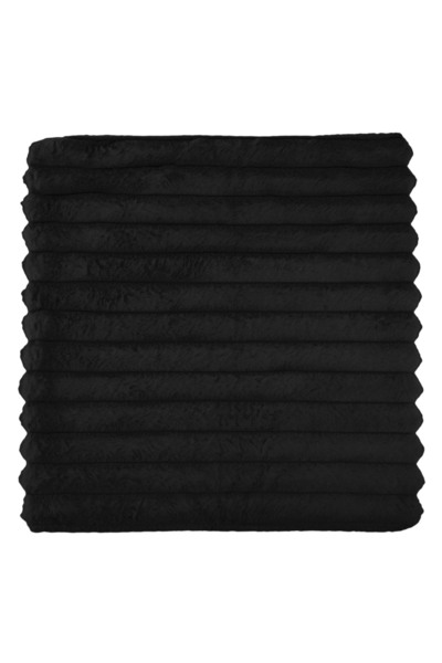 Zumzeria Față de pernă decorativă de iarnă din flanelă reiată neagră 45x45cm