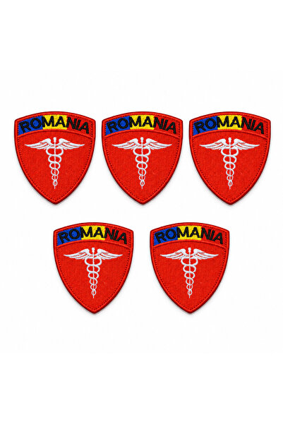 brodezcu Set 5 patch-uri brodate medicale cu velcro, România, simbol medical,...