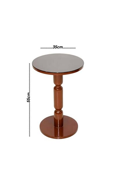 TELAL AL SHIFA Service table, brown glass top, mirrored, wooden base, brown c...