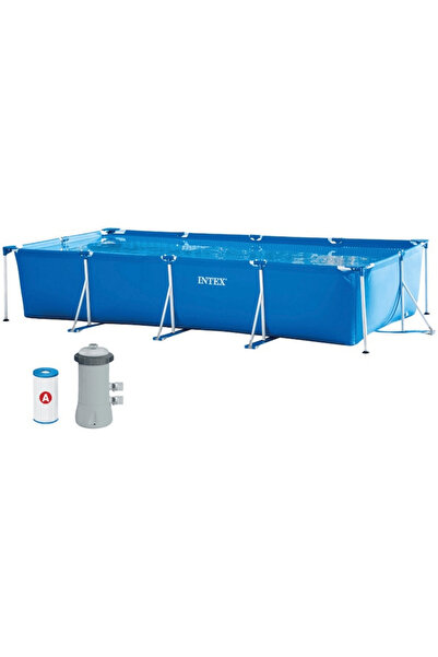 Intex Rectangular Metal Frame Pool, Intex, Dimensions 450 x 220 x 84 cm, With...