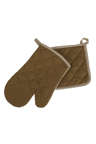 Zumzeria Set of Oven Gloves & Kitchen Cloth Taupe - 2pcs